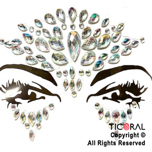 BRILLITOS AUTOADHESIVOS PARA ROSTRO FACE STICKER DECO PLATA X 1 UNIDADES